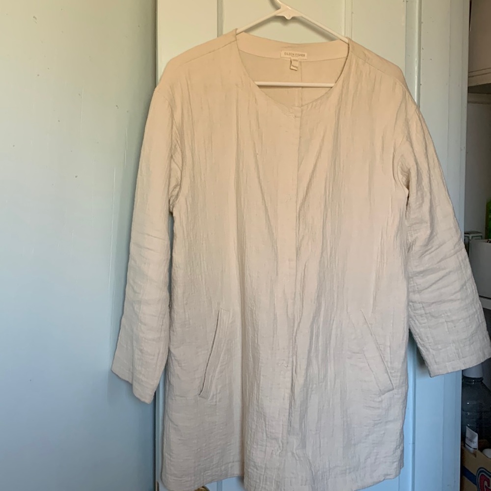 Eileen Fisher linen/cotton petite medium off white jacket